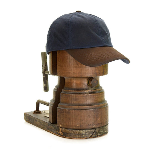 Wax Baseball Cap Blauw – Waxed Cotton Pet met Leren Klep (Made in UK) by Mood Company