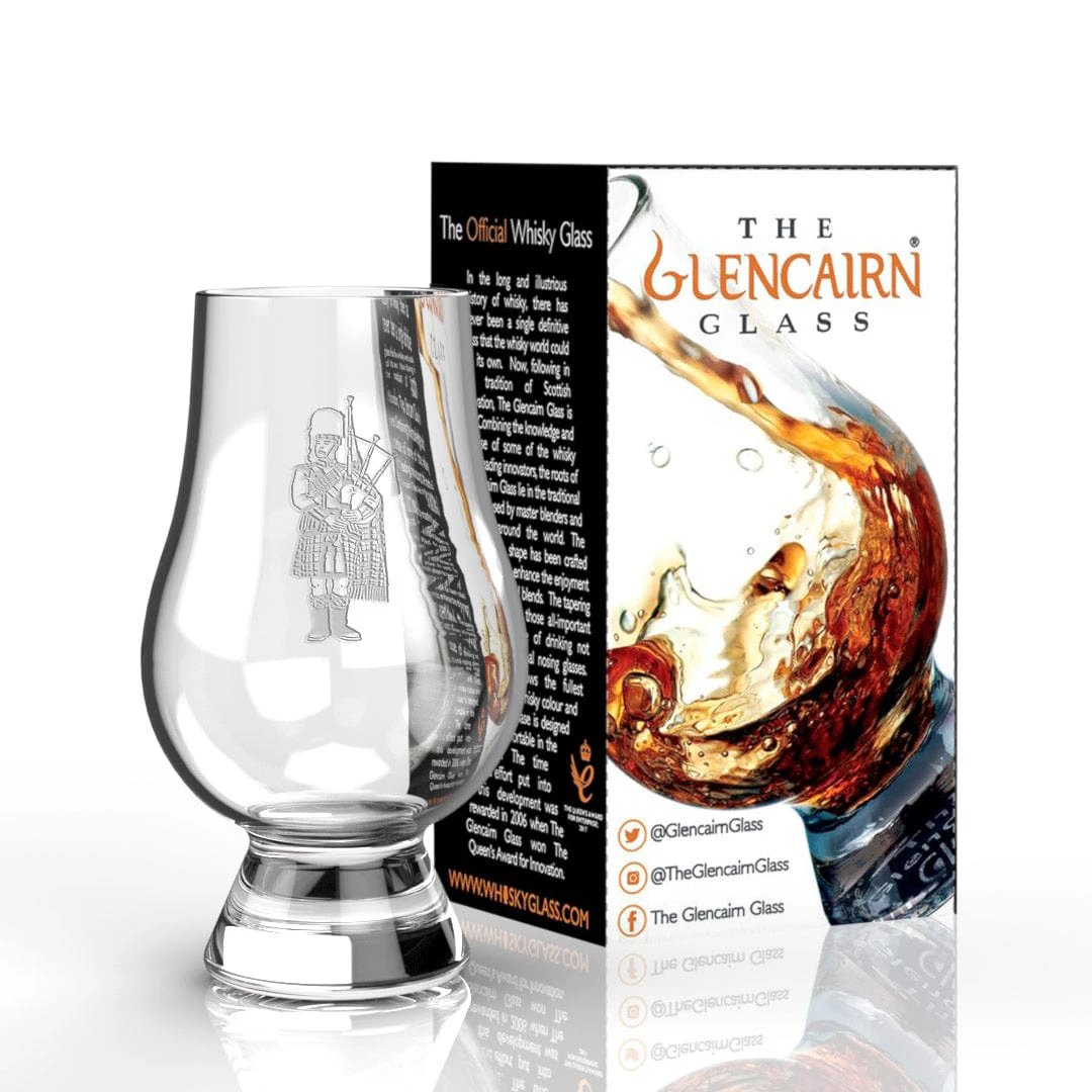 Whiskyglas Gegraveerd met Doedelzakspeler - Glencairn Crystal Scotland by MoodCompanyNL