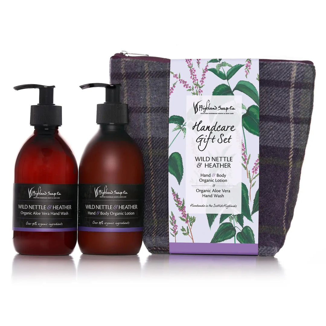 MoodCompanyNL - Wild Nettle & Heather – Kruidig & Zacht - Cadeauset Handverzorging – Handzeep, Lotion & Tas - 5060614510253